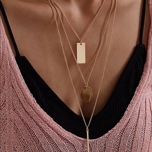 Multi-layered Gold-tone Necklace - Picture 1 of 3